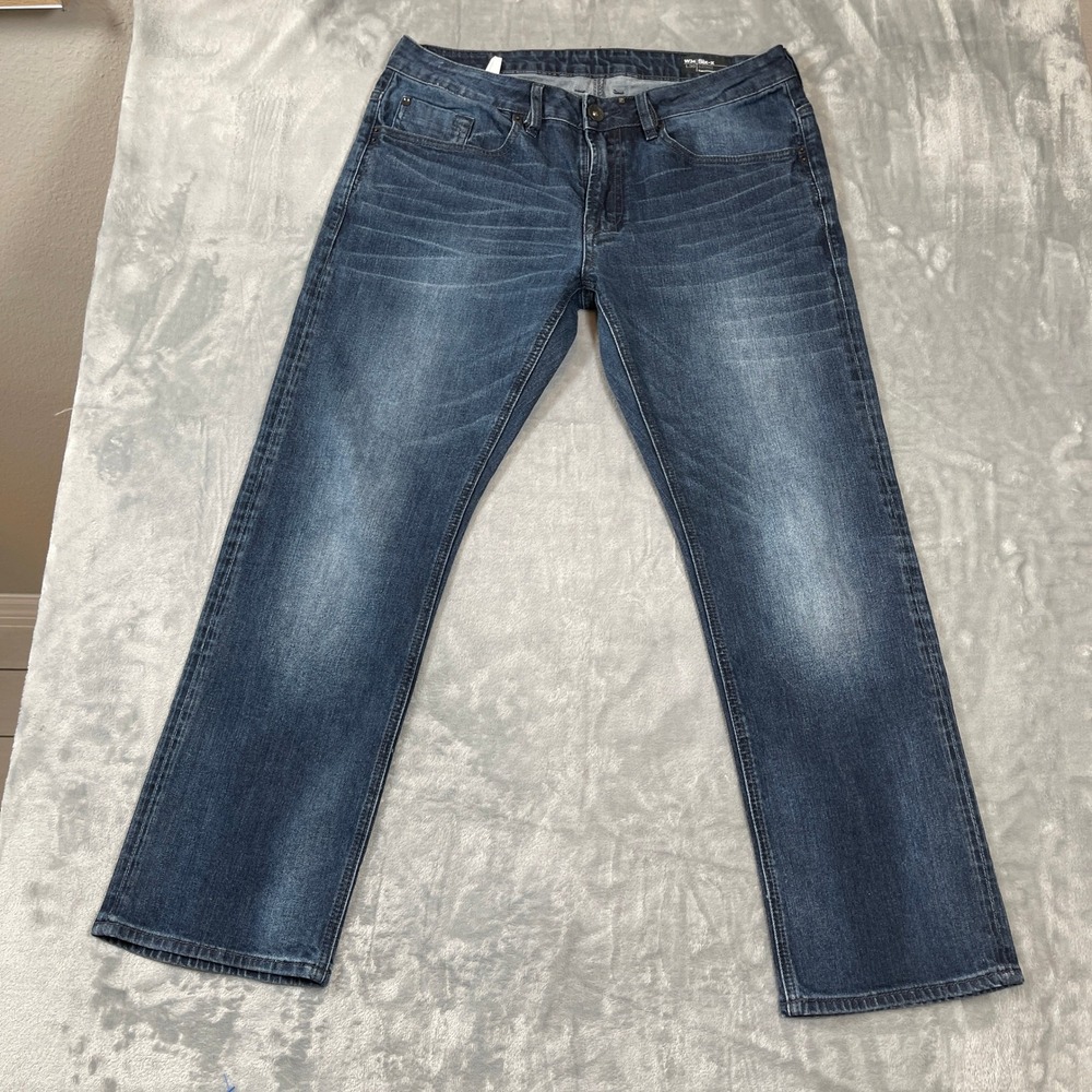 Buffalo David Bitton Jeans W34 L30 Six-X Slim Straight Stretch Dark Wash Blue